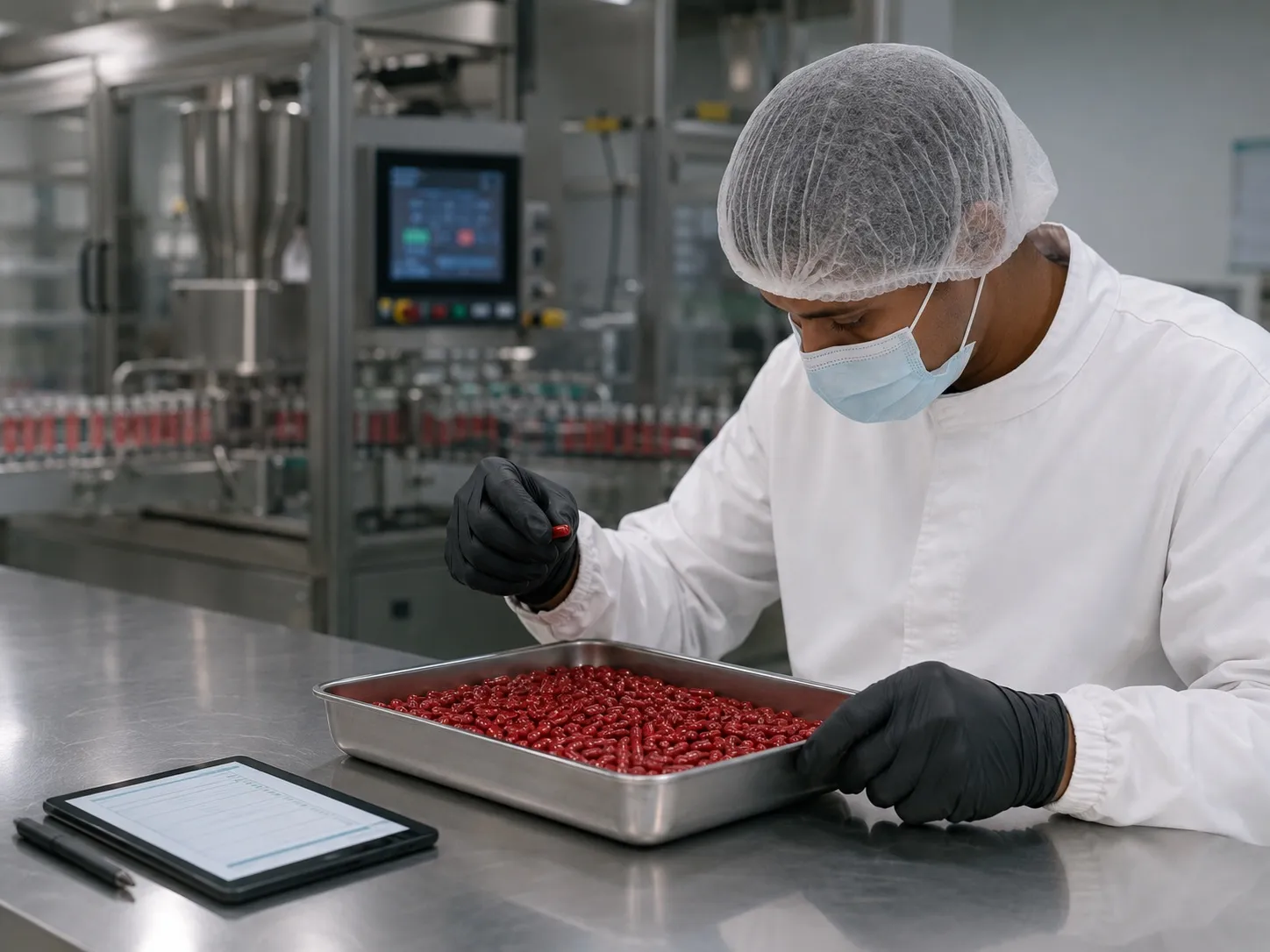 Finished capsules inspected before sign-off