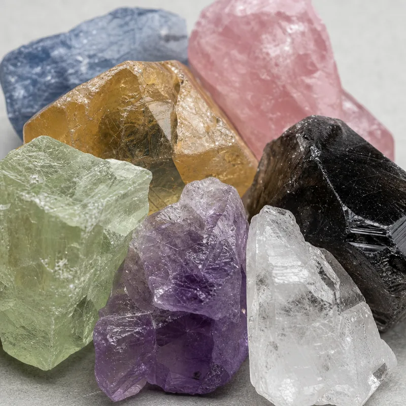 Raw crystalline minerals